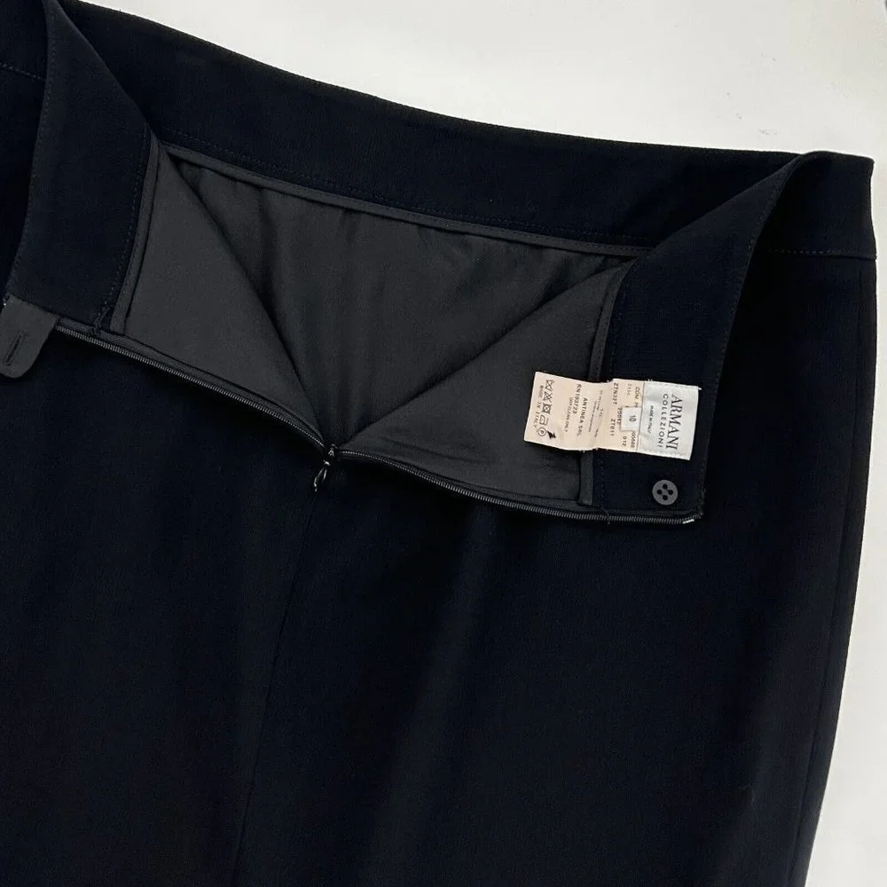 Armani‎ Collezioni Pencil Skirt Womens Size 10 Black Wool Blend